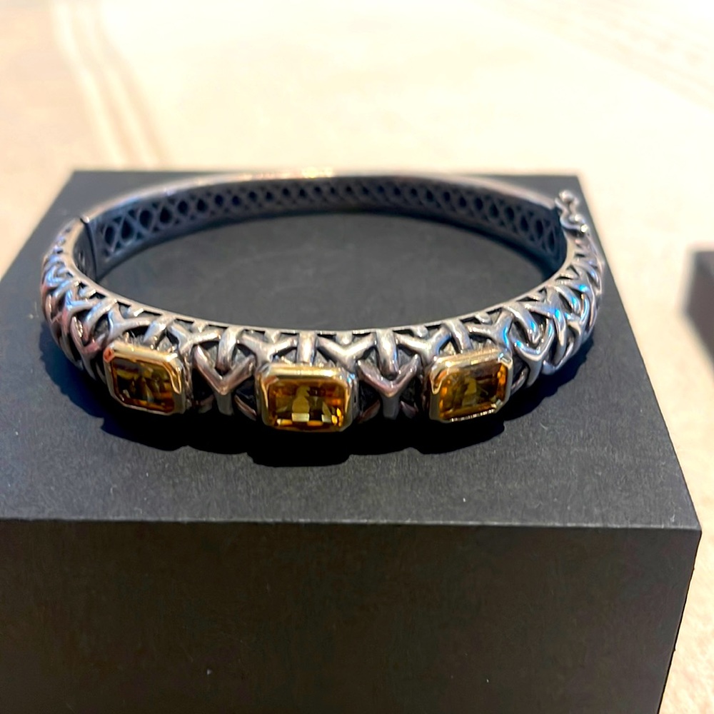 Sterling Silver & 14k Yellow Gold Citrine Peridot Bracelet